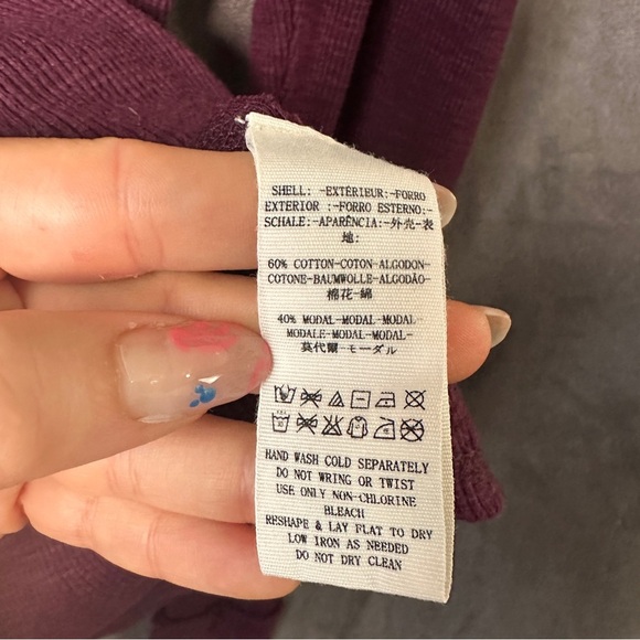 Free People We The Free Waffle Knit Thermal Henley Embroidered Burgundy Medium - Picture 9 of 14